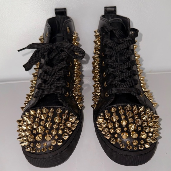Christian Louboutin Louis Orlato Black and Gold Studded Sneakers s EU 41 US 10 - Picture 4 of 13